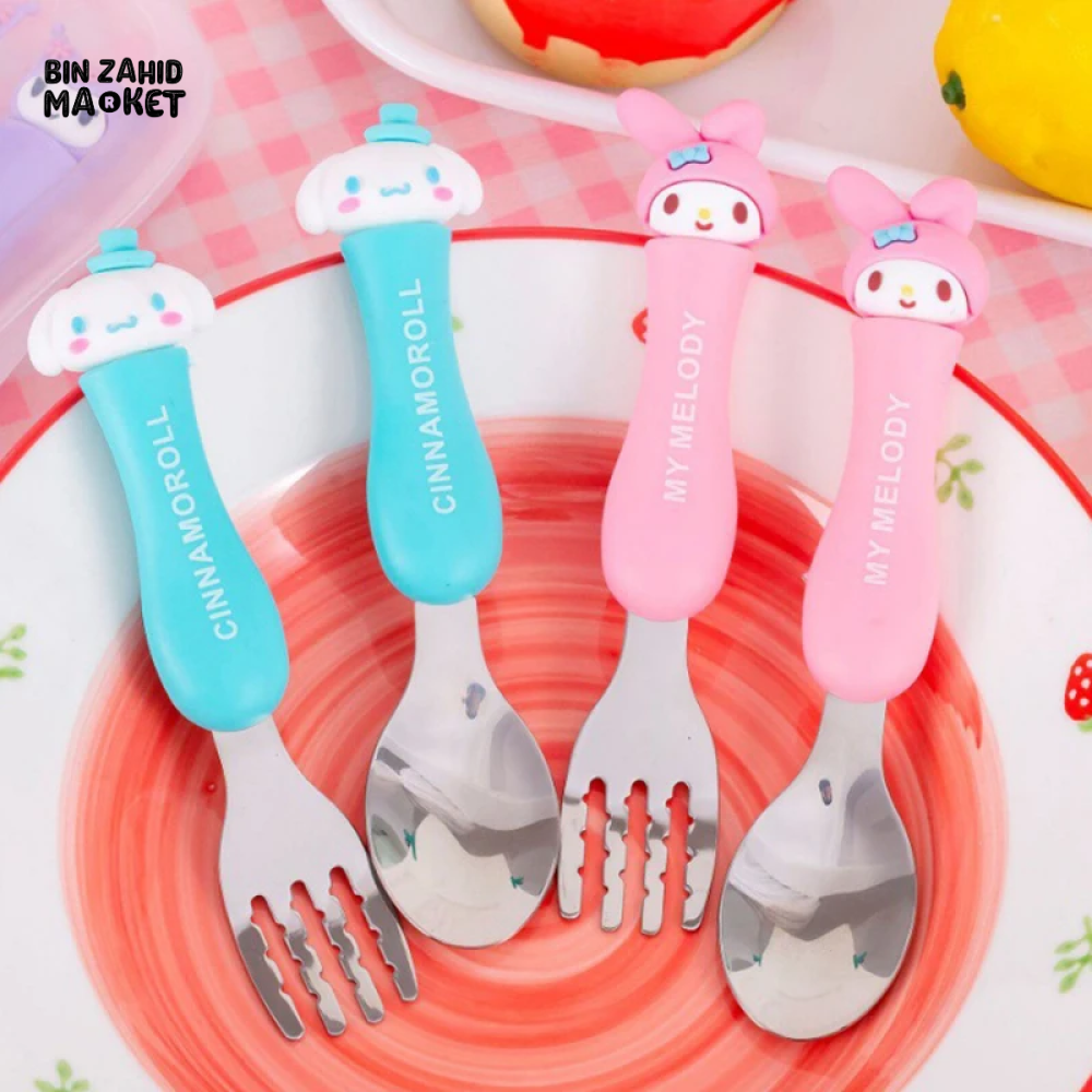 CUTE CARTOON ANIME SPOON FORK SET PORTABLE STAINLESS STEEL TABLEWARE