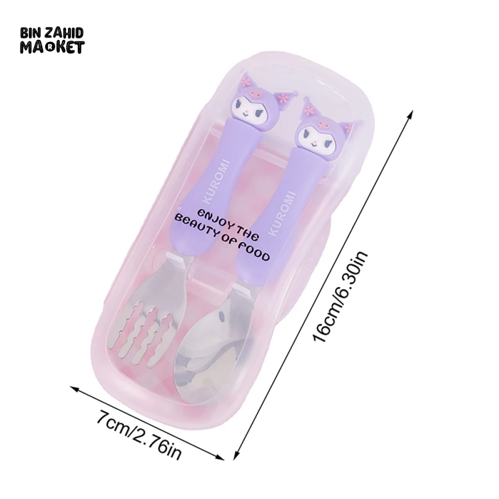CUTE CARTOON ANIME SPOON FORK SET PORTABLE STAINLESS STEEL TABLEWARE