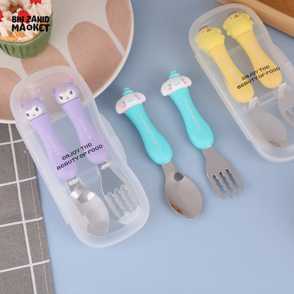 CUTE CARTOON ANIME SPOON FORK SET PORTABLE STAINLESS STEEL TABLEWARE