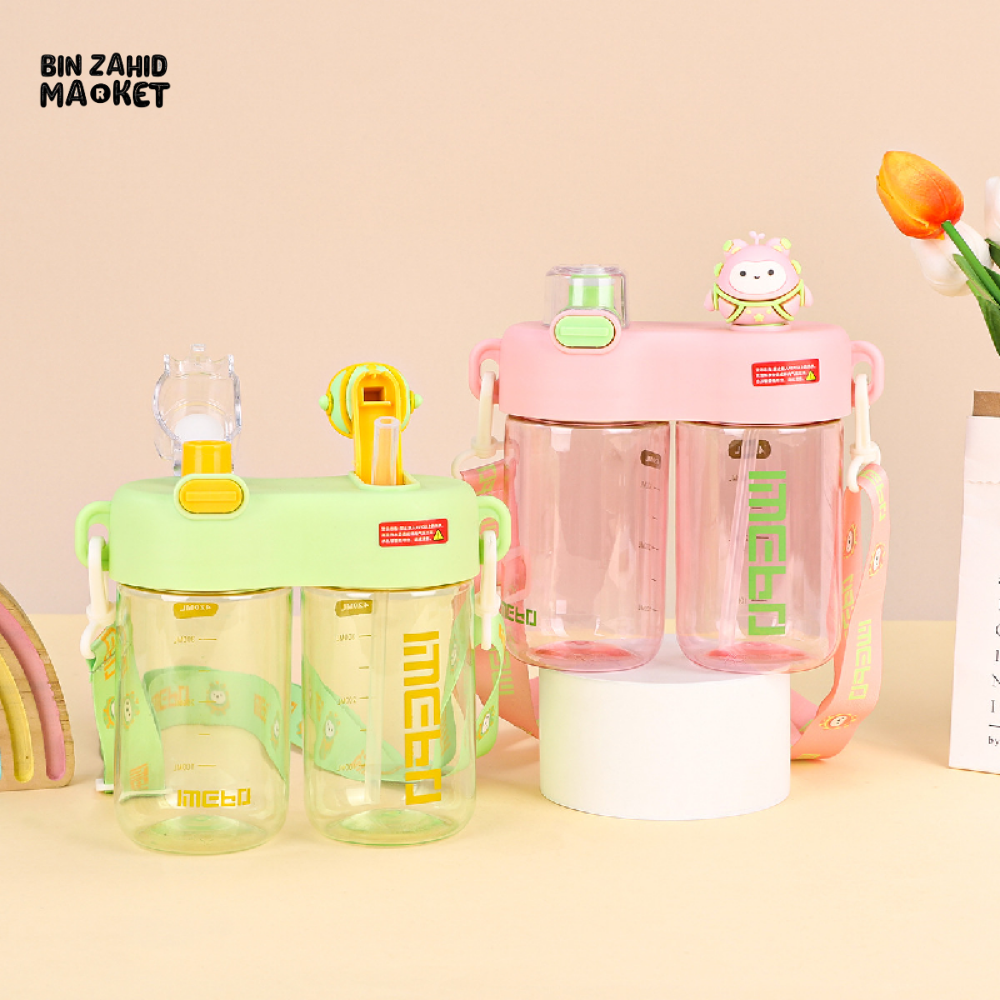 CUTE CARTOON SIPPY CUP FOR KIDS – LEAK-PROOF PORTABLE DESIGN WITH STRAW DOUBLE CUP HIGH CAPACITY IDEAL FOR SCHOOL & TRAVEL