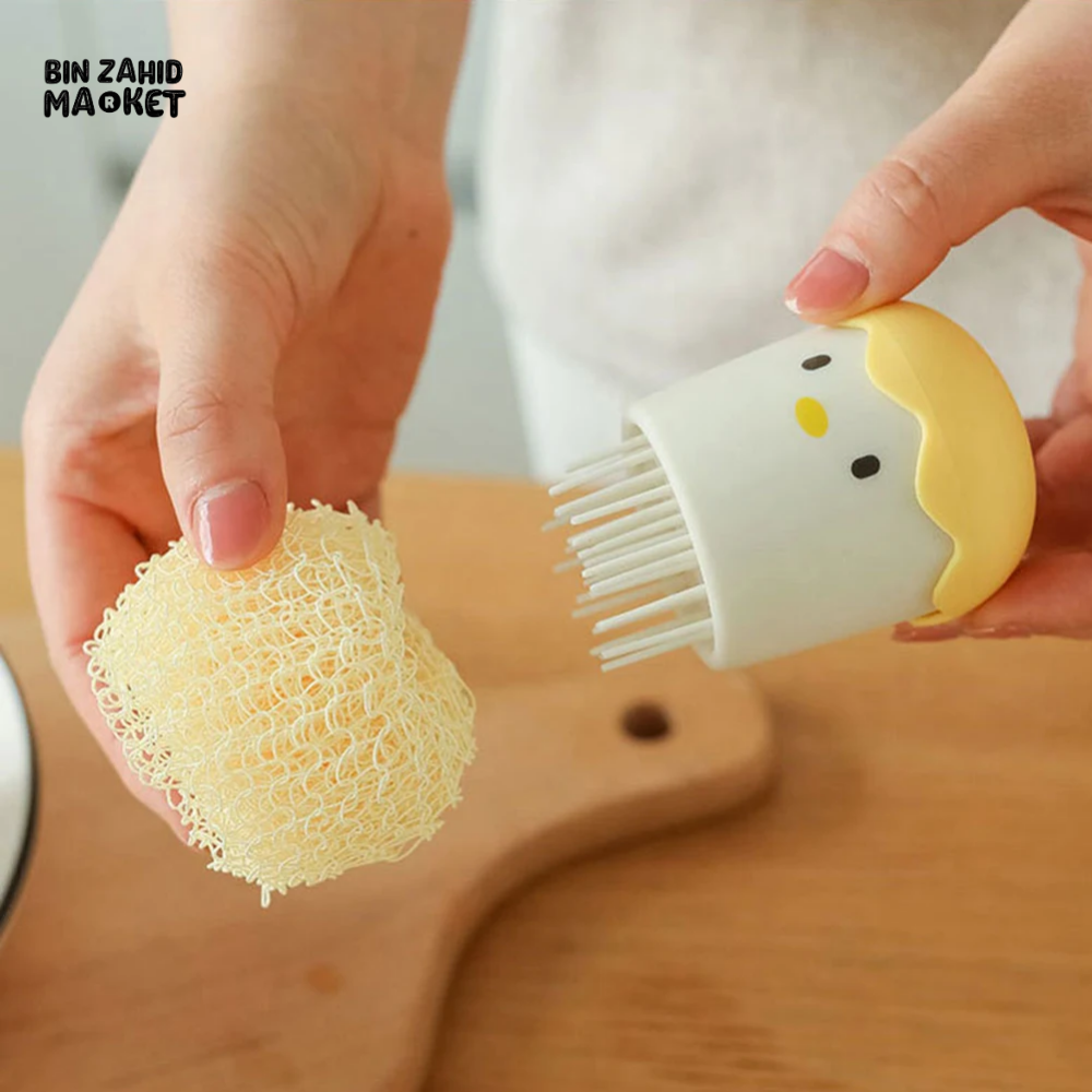 CUTE EGG KITCHEN CLEANING BRUSH | SILICONE DISHWASHING BRUSH FRUIT & VEGETABLE SCRUBBER POT & PAN SCOURING PAD