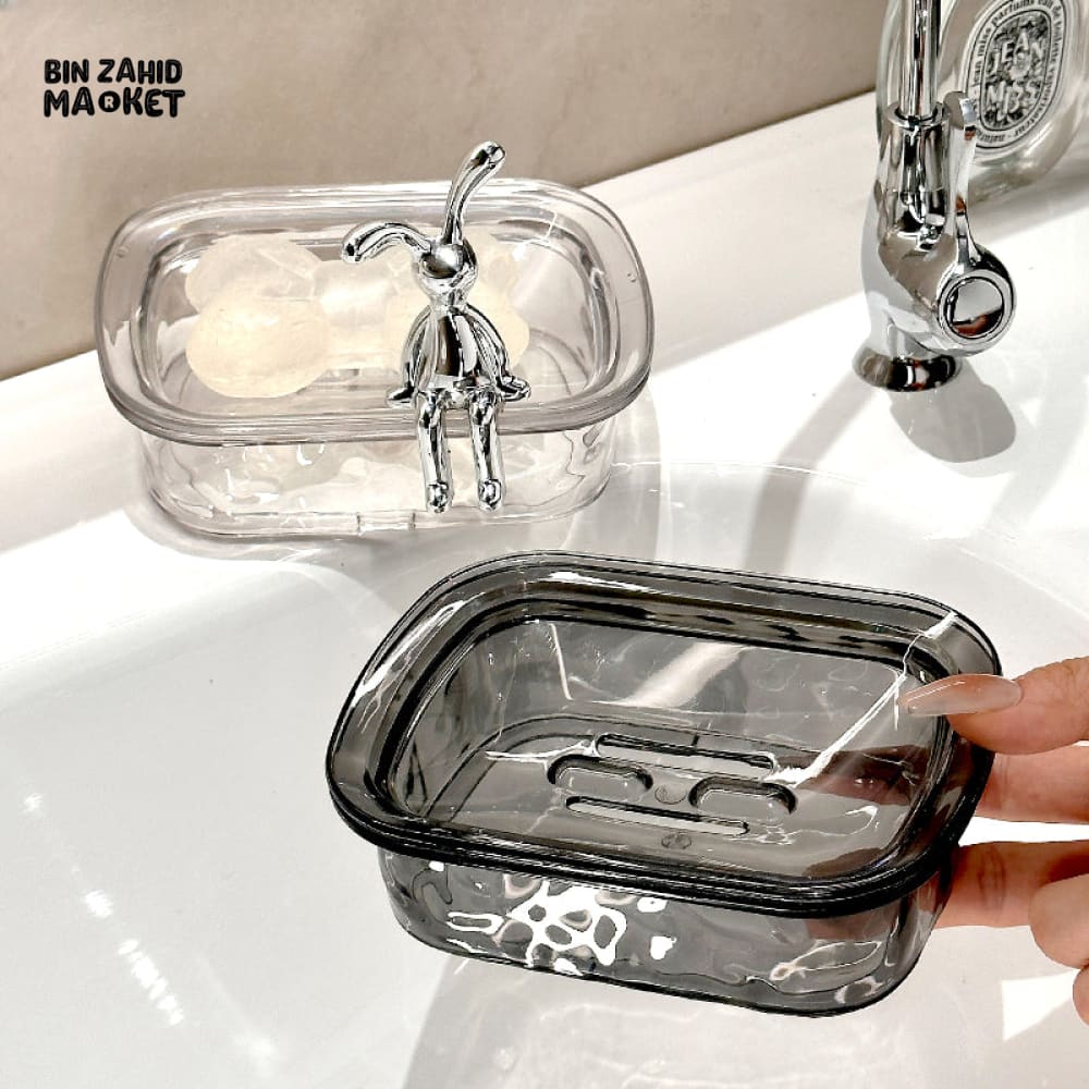 CUTE RABBIT SOAP DISH – WATER DRAINING PLASTIC SOAP RACK FOR BATHROOM