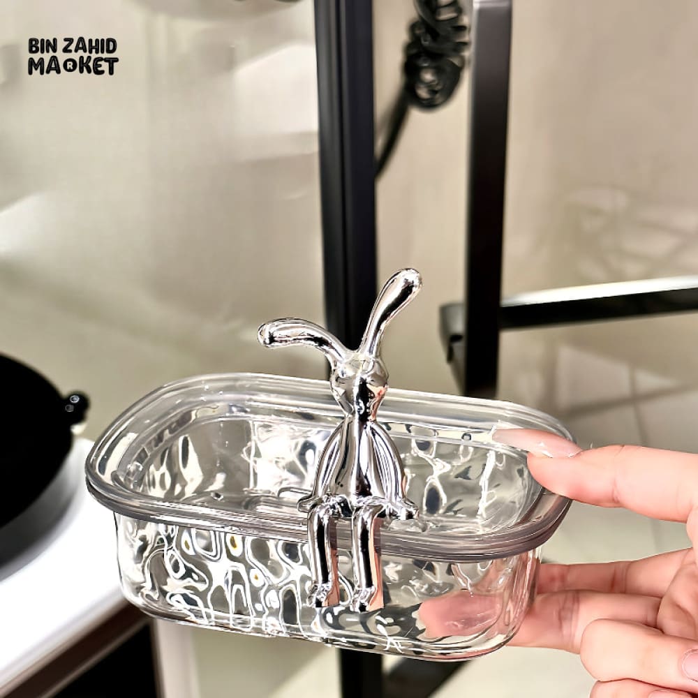 CUTE RABBIT SOAP DISH – WATER DRAINING PLASTIC SOAP RACK FOR BATHROOM