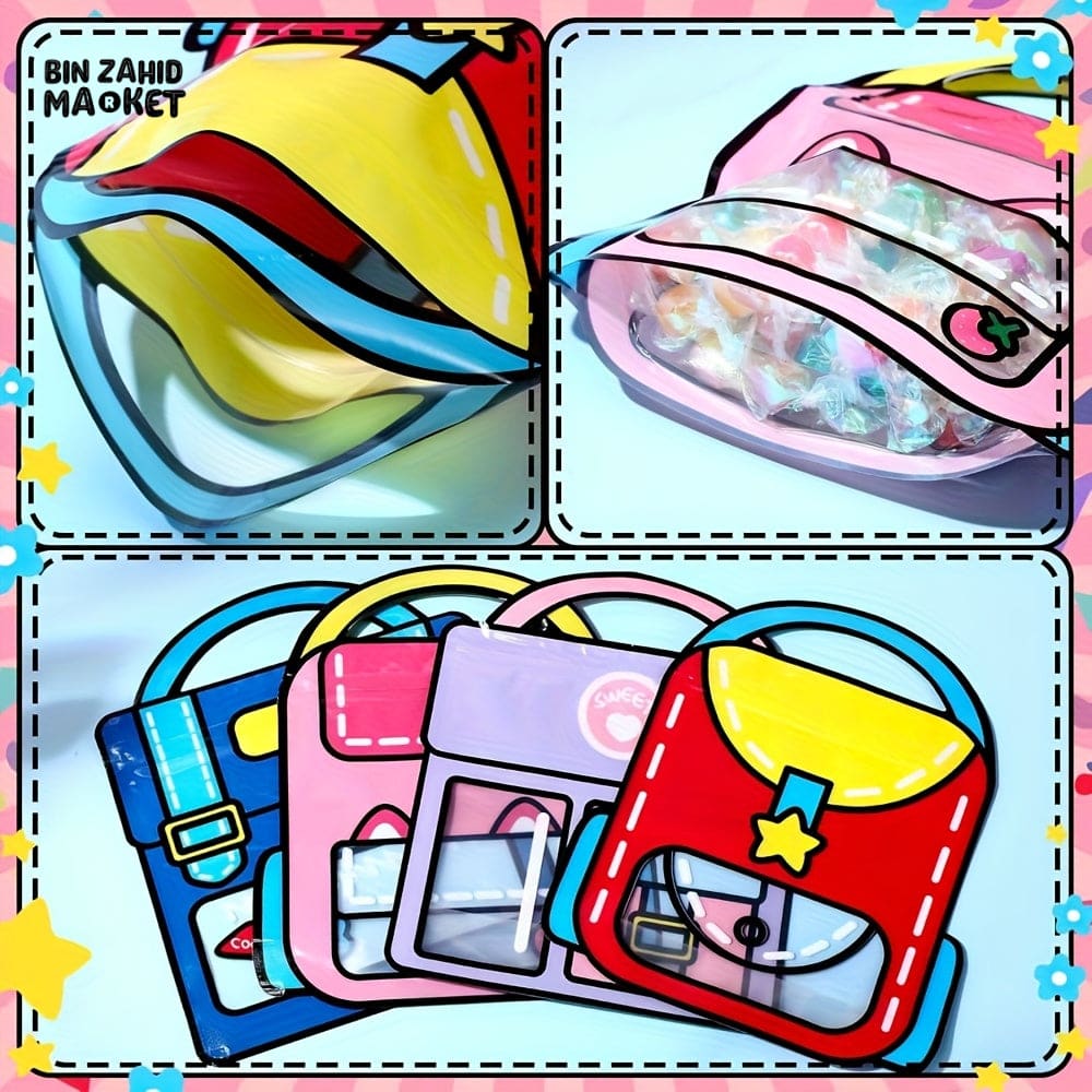 CUTE SCHOOL BAG SHAPE SNACK PACKAGING BAGS FOR KIDS 4 PIECES