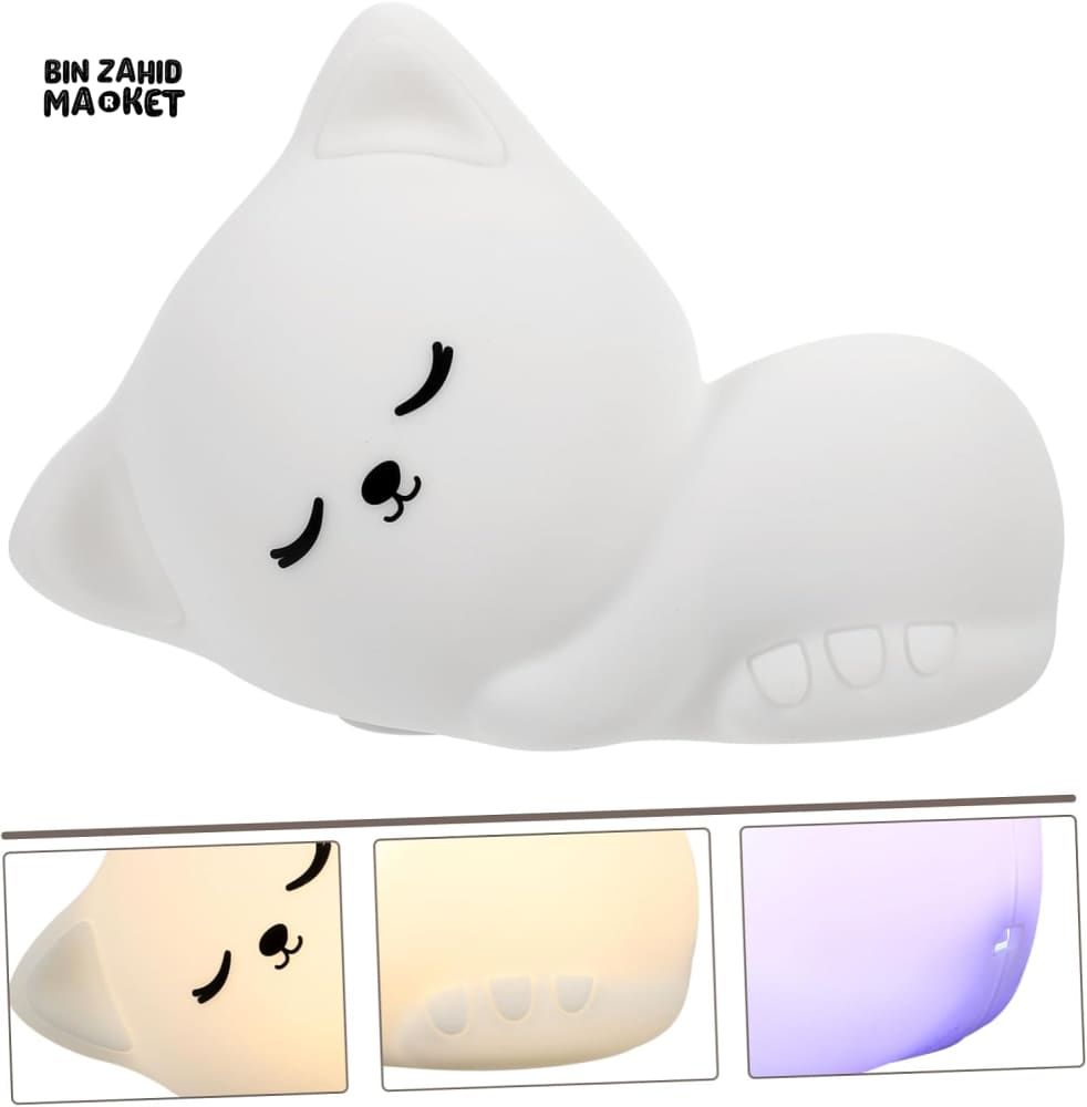 CUTE SILICONE LED NIGHT LIGHT USB RECHARGEABLE TOUCH CONTROL - CAT