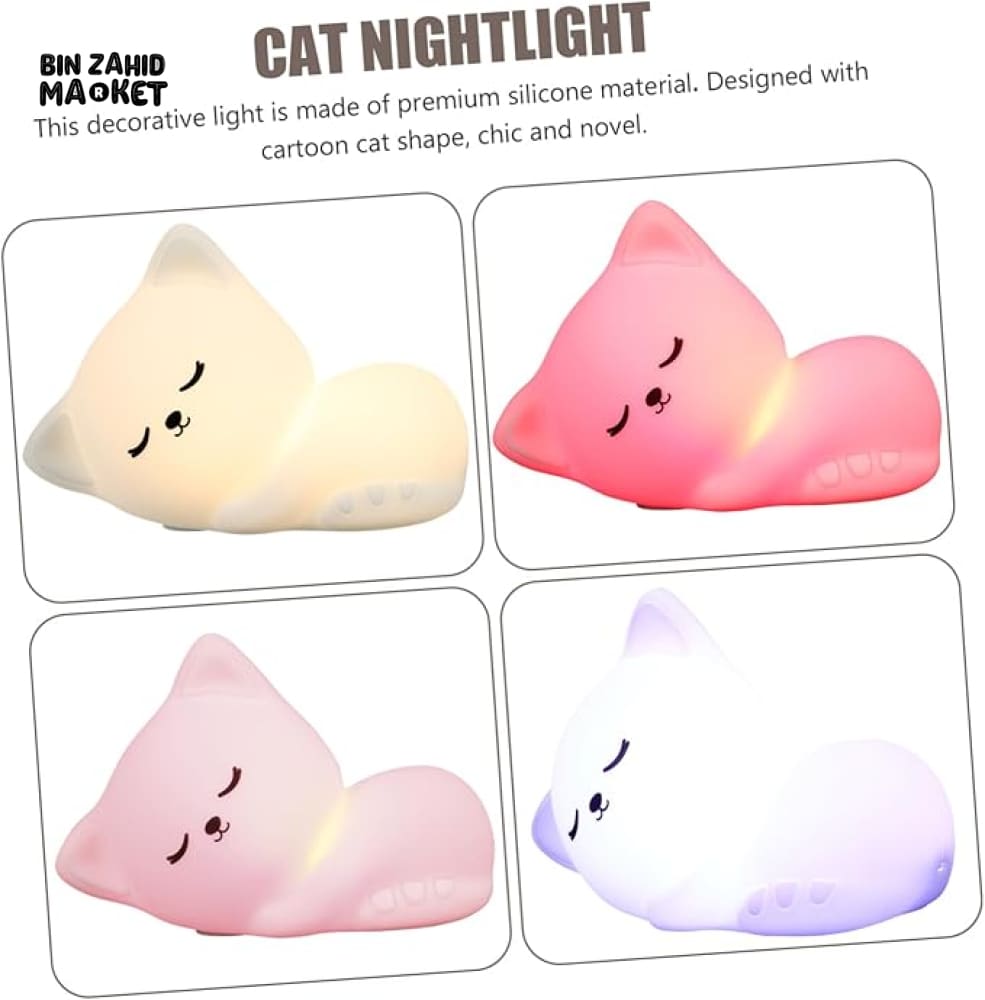 CUTE SILICONE LED NIGHT LIGHT USB RECHARGEABLE TOUCH CONTROL - CAT