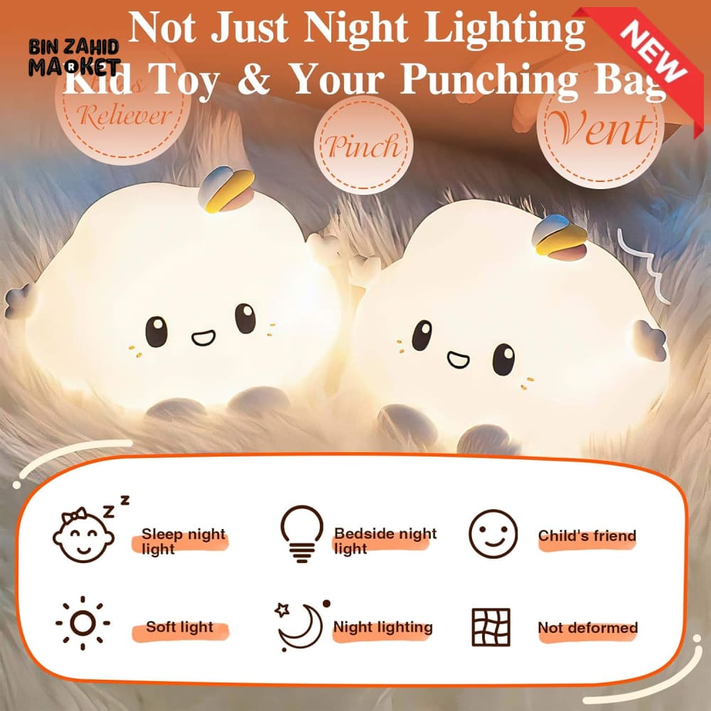 CUTE SILICONE LED NIGHT LIGHT USB RECHARGEABLE TOUCH CONTROL - CLOUD