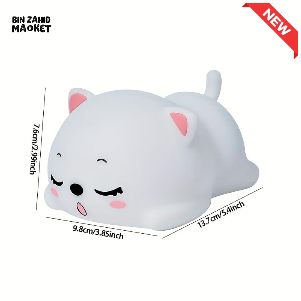 CUTE SILICONE LED NIGHT LIGHT USB RECHARGEABLE TOUCH CONTROL - LYING CAT