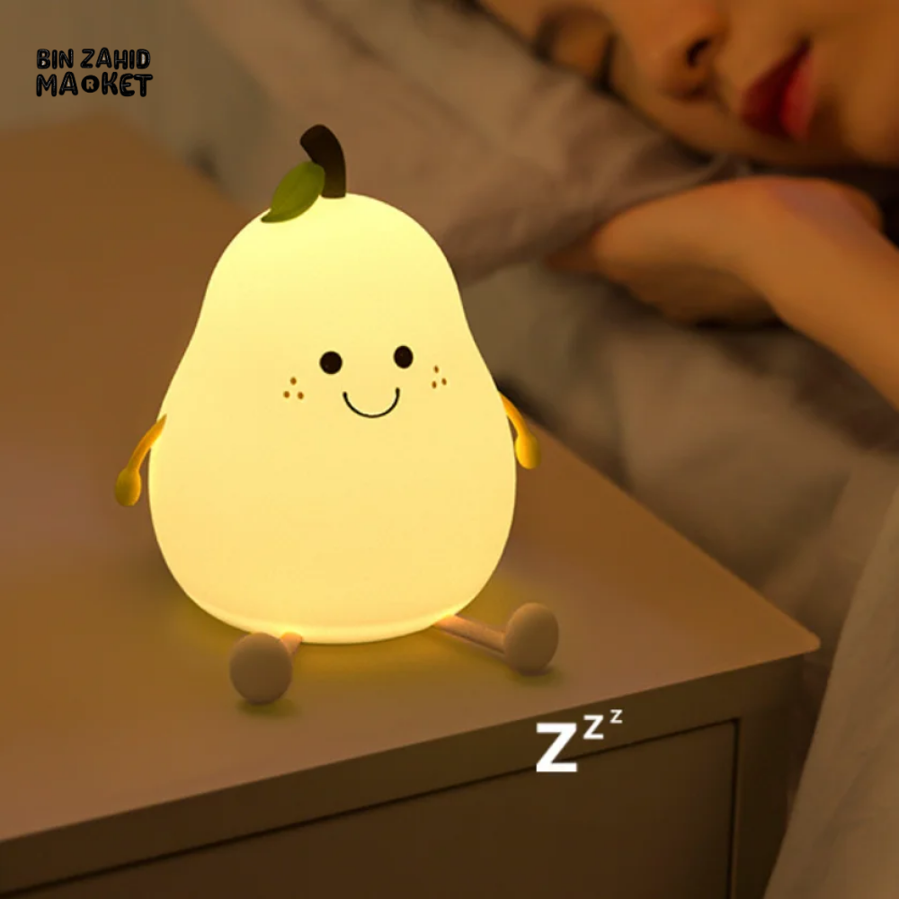 CUTE SILICONE LED NIGHT LIGHT USB RECHARGEABLE TOUCH CONTROL - PEAR