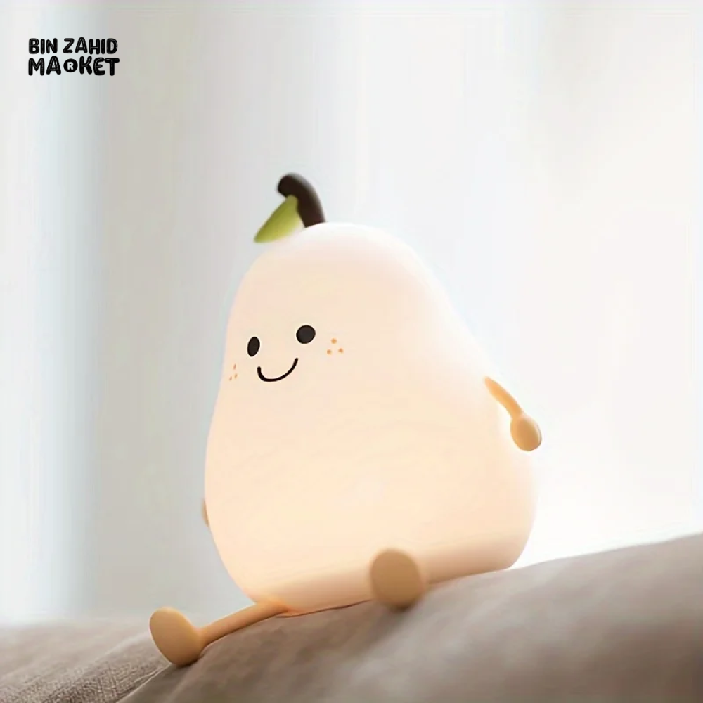 CUTE SILICONE LED NIGHT LIGHT USB RECHARGEABLE TOUCH CONTROL - PEAR