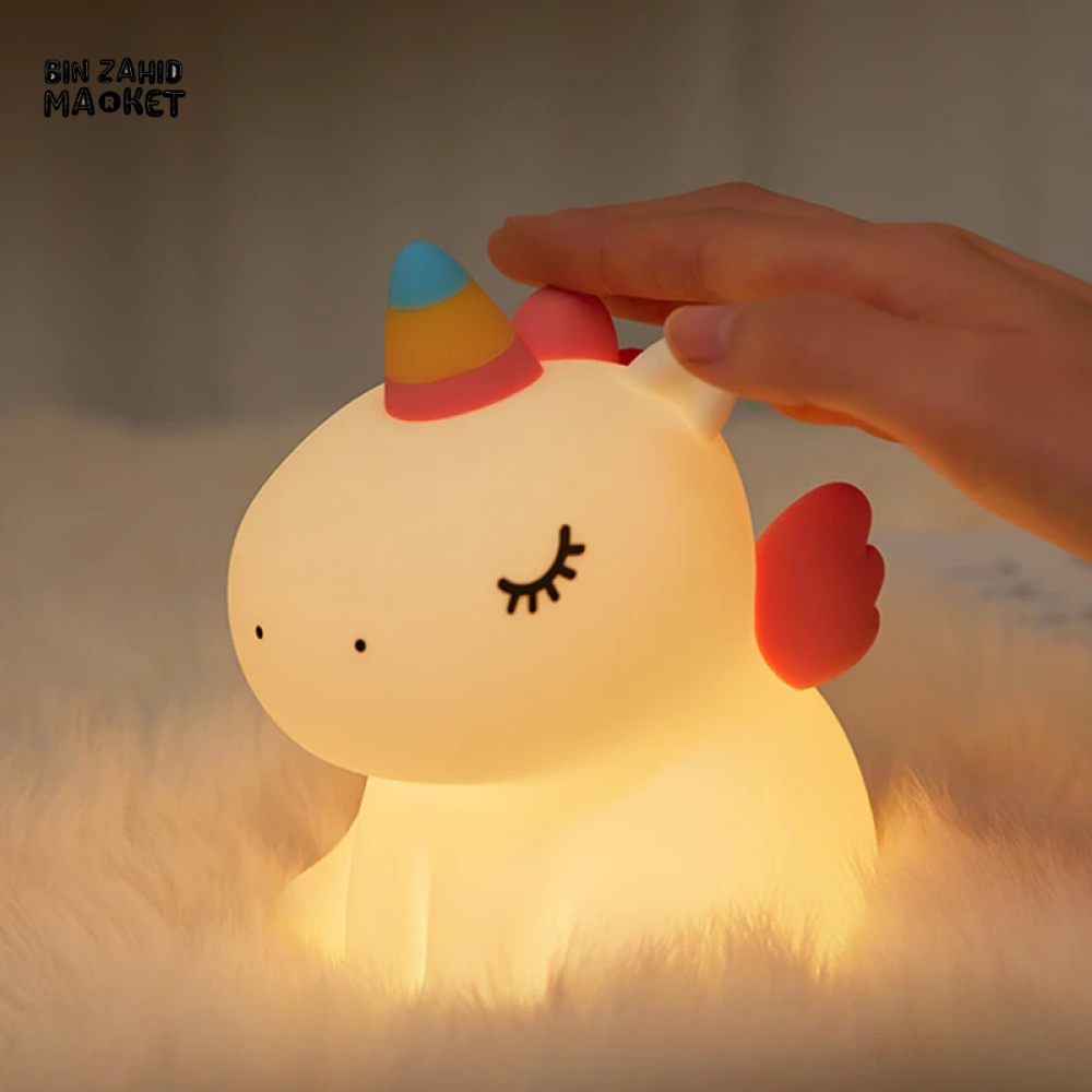 CUTE SILICONE LED NIGHT LIGHT USB RECHARGEABLE TOUCH CONTROL - UNICORN