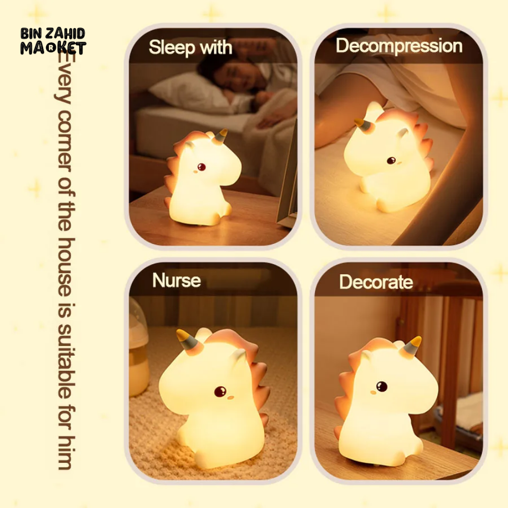 CUTE SILICONE LED NIGHT LIGHT USB RECHARGEABLE TOUCH CONTROL - UNICORN