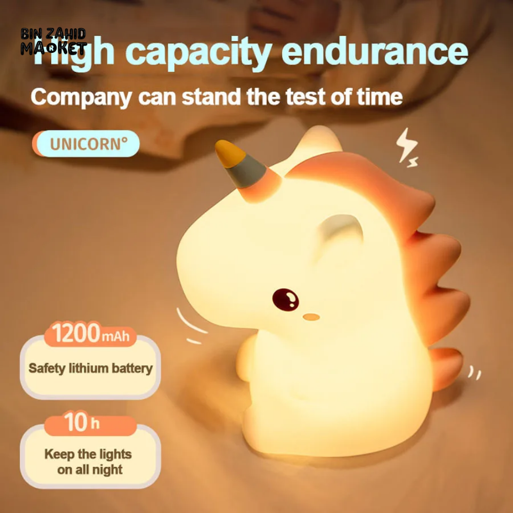 CUTE SILICONE LED NIGHT LIGHT USB RECHARGEABLE TOUCH CONTROL - UNICORN