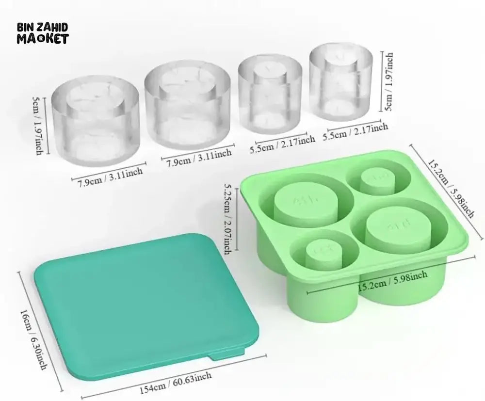 CYLINDER ICE CUBE TRAY MOLD FOR STANLEY CUP – SILICONE ICE MAKER WITH LID FOR 20OZ 30OZ 40OZ