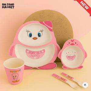 HAPPIMUMS 5IN1 KIDS FEEDING SET - PINK TWEETY