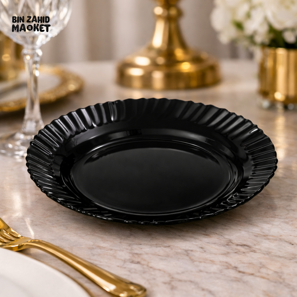 DANNY HOME 10.5 INCH BLACK OPAL GLASS DINNER PLATE – ELEGANT MODERN DINING TABLEWARE PLATE FOR LUXURY TABLE SETTING
