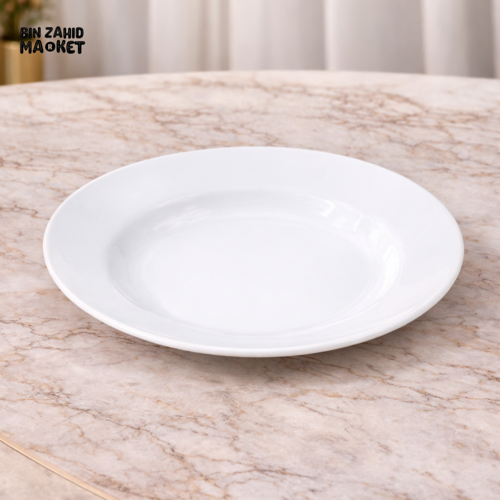 DANNY HOME 10.5 INCH OPAL DINNER PLATE – ELEGANT WHITE OPAL GLASS DINNER PLATE FOR MODERN DINING TABLE SETTING - LMLP105