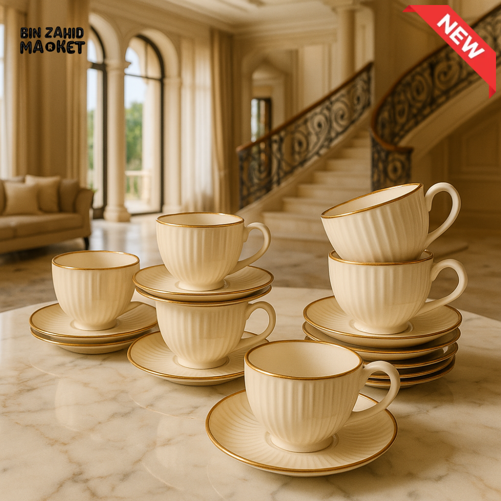 DANNY HOME 12 PIECE CERAMIC CUP AND SAUCER SET 220BW