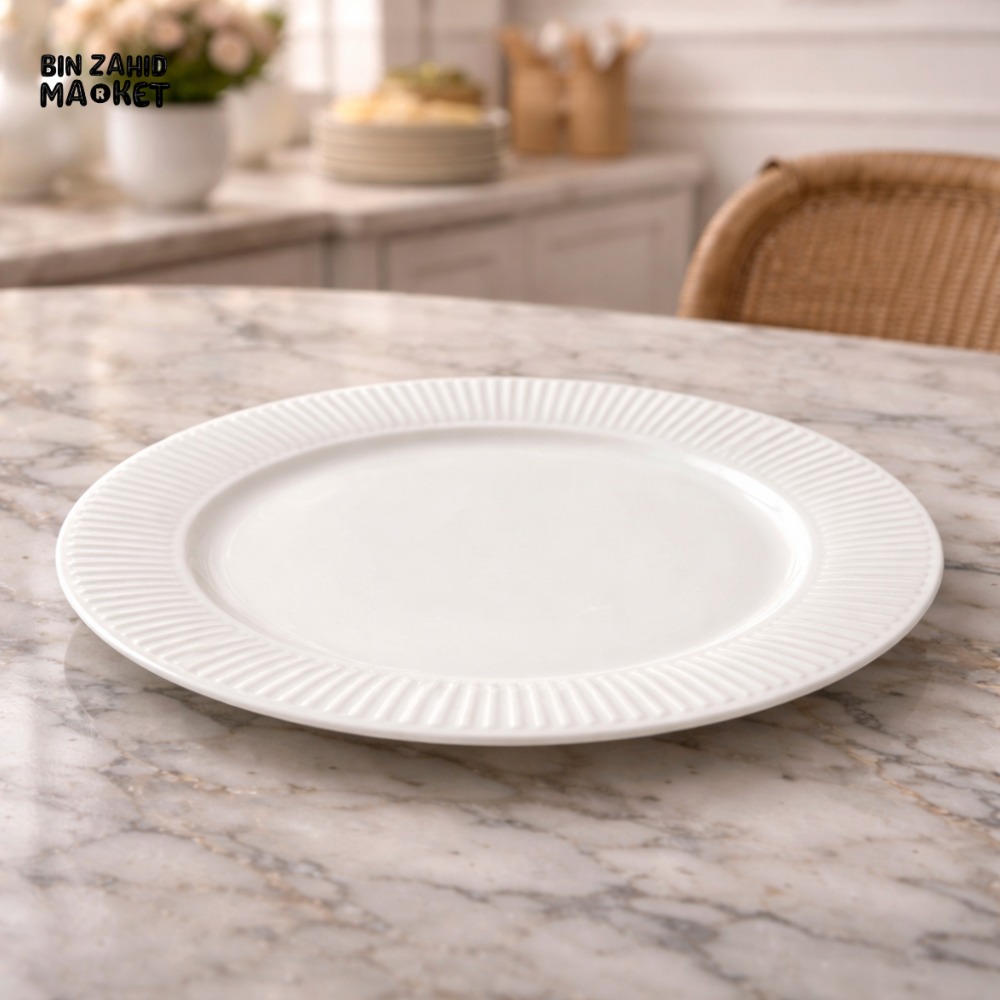 DANNY HOME 19CM PORCELAIN FLAT DINNER PLATE – LUXURY WHITE SERVING PLATE - BW22-02