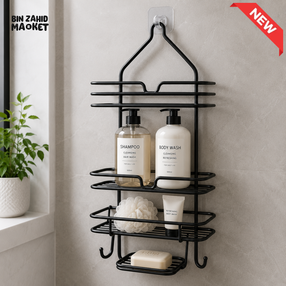 DANNY HOME 2-TIER METAL HANGING SHOWER CADDY WITH SOAP HOLDER – ZYB105