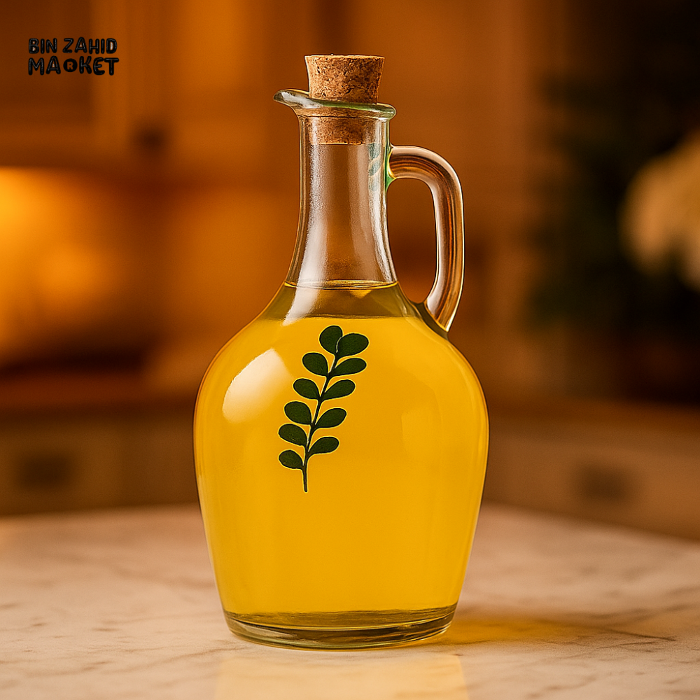 DANNY HOME 240ML OLIVE OIL GLASS BOTTLE – TRANSPARENT DECANTER WITH CORK LID & HANDLE FOR COOKING & POURING