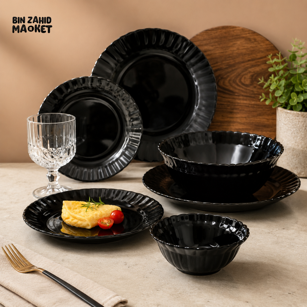DANNY HOME 26 PIECE BLACK OPAL GLASS DINNER SET – BLXP26