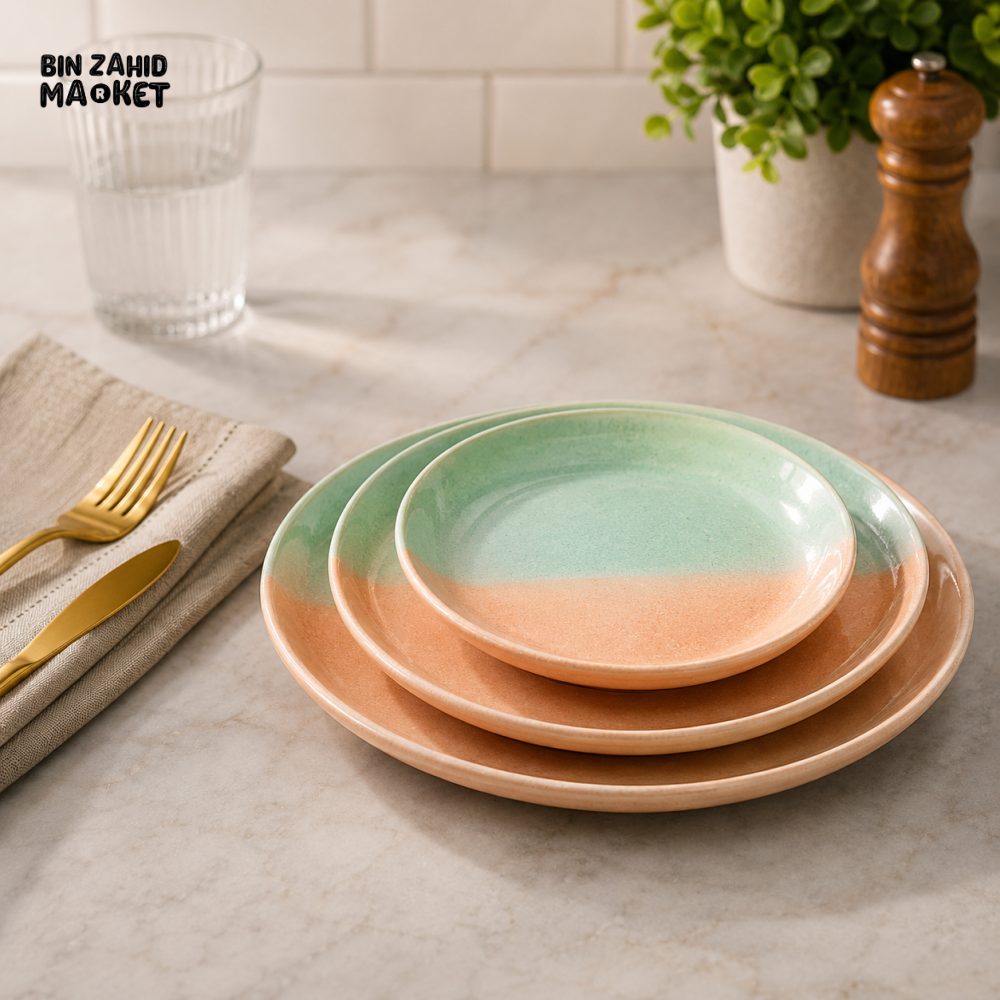 DANNY HOME 3-PIECE PORCELAIN SERVING BOWL SET 13CM + 16CM + 18CM PEACH & MINT GREEN GS2105-06