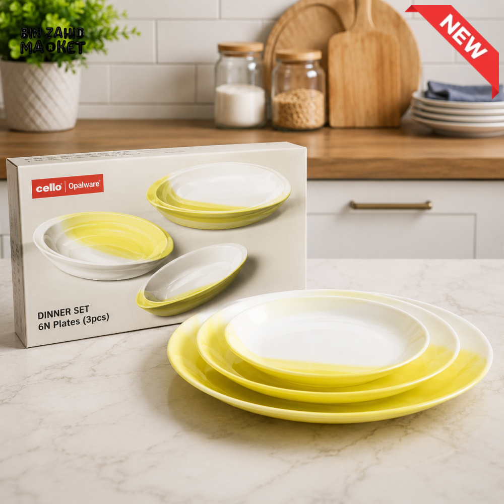 DANNY HOME 3-PIECE PORCELAIN SERVING BOWL SET 13CM + 16CM + 18CM YELLOW & WHITE GS2105-07