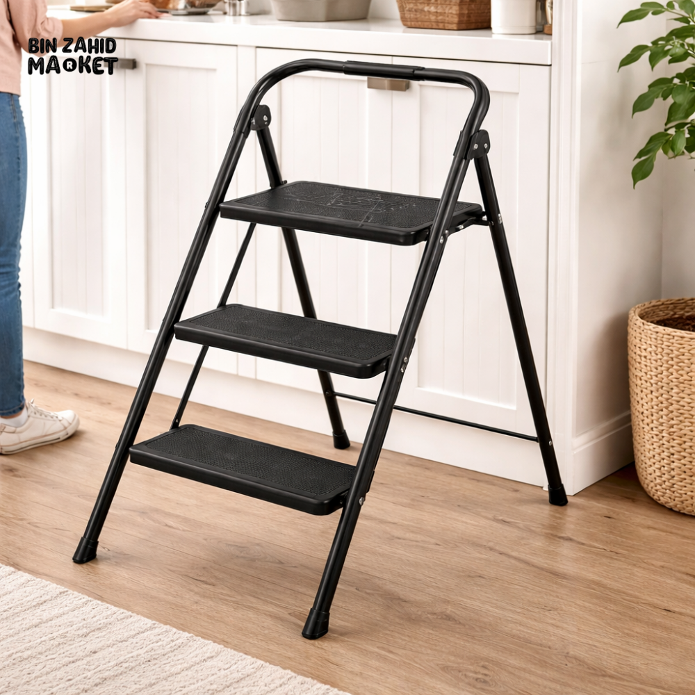 DANNY HOME 3 STEP FOLDING IRON LADDER HEAVY DUTY ANTI SLIP HOUSEHOLD STEP STOOL 43X63.3X96CM SL005