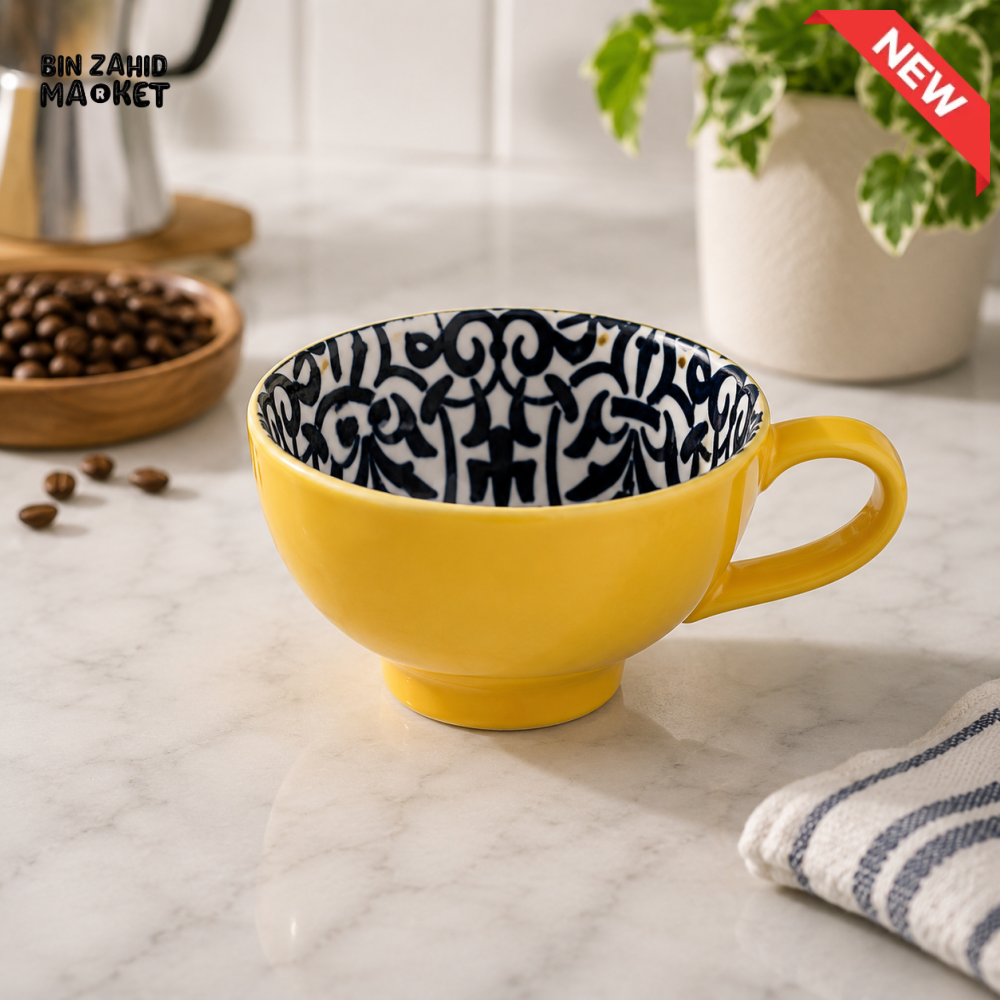 DANNY HOME 355ML SEINE CERAMIC COFFEE MUG WITH ARTISTIC BLACK & WHITE INTERIOR DESIGN DHMUG-07C