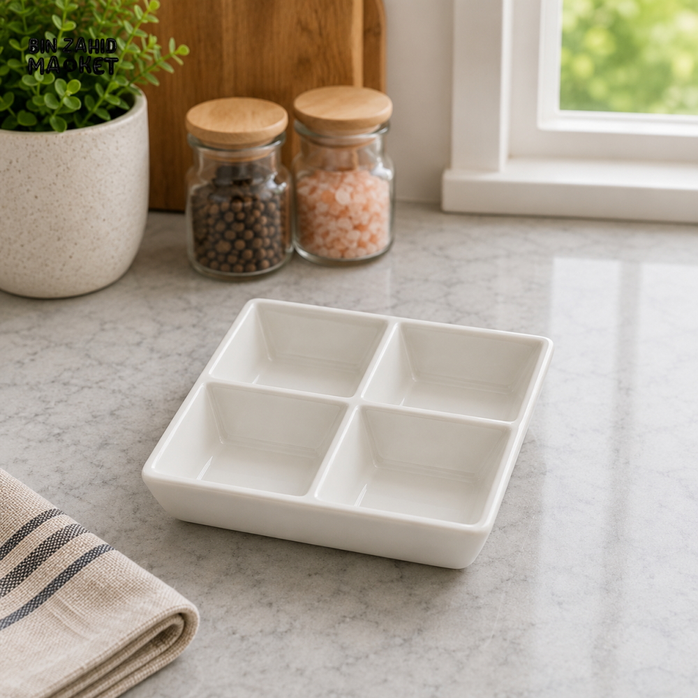DANNY HOME 4 COMPARTMENT OPAL GLASS SERVING TRAY – BW030-6