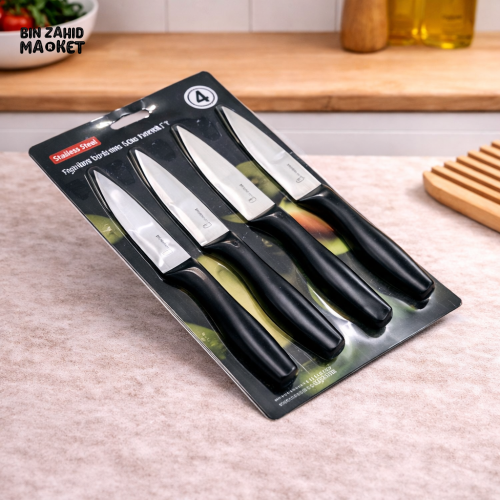 DANNY HOME 4PCS STAINLESS STEEL PARING KNIFE SET – SHARP PEELING & FRUIT CUTTING KNIVES 21CM DH3616