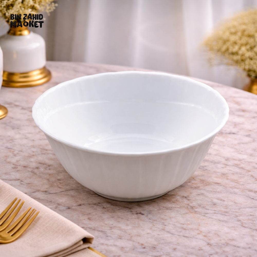 DANNY HOME 5 INCH WHITE CERAMIC BOWL – MINIMALIST PORCELAIN SERVING BOWL FOR ELEGANT DINING TABLE SETTING - LHKW50