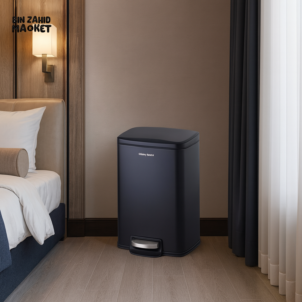 DANNY HOME 5 LITER PEDAL TRASH CAN – SLIM RECTANGULAR DESIGN, SOFT-CLOSE LID, STAINLESS STEEL WASTE BIN FOR KITCHEN, BATHROOM & OFFICE - BLACK