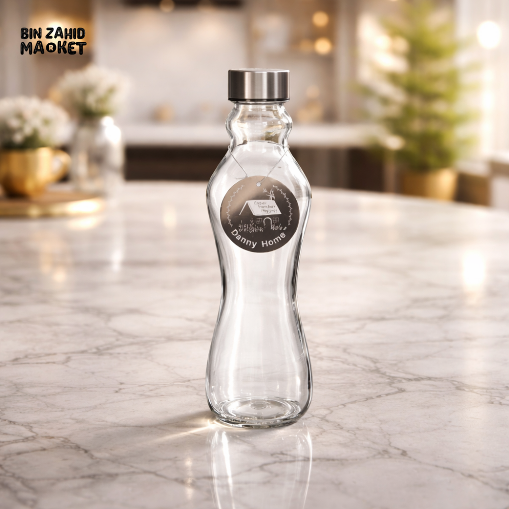DANNY HOME 500ML GLASS WATER BOTTLE SLEEK CURVED -1966-22