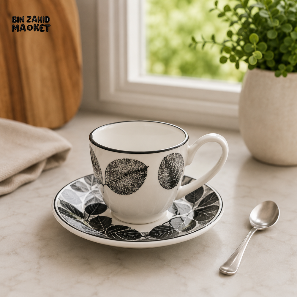 DANNY HOME 6-PIECE PORCELAIN COFFEE CUP & SAUCER SET 200ML VINTAGE FLORAL DESIGN SF04-8