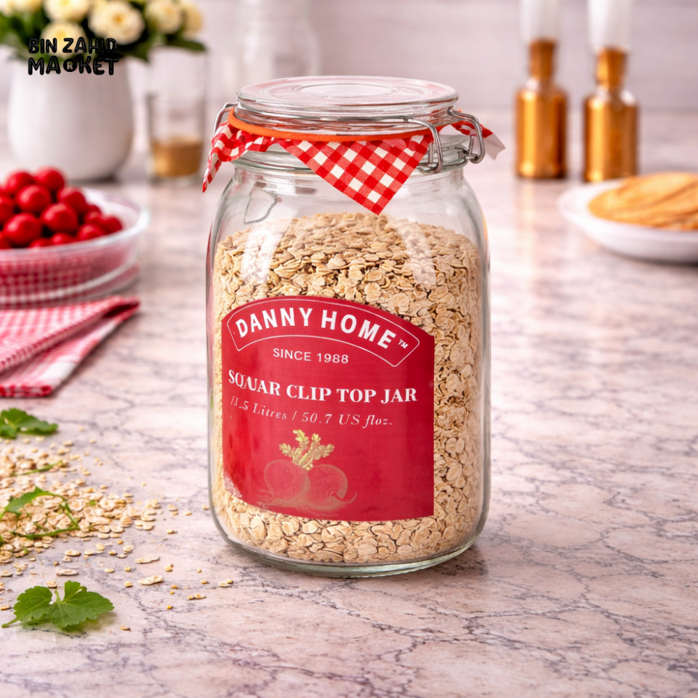 DANNY HOME 750ML GLASS CLIP TOP STORAGE JAR -1966-38