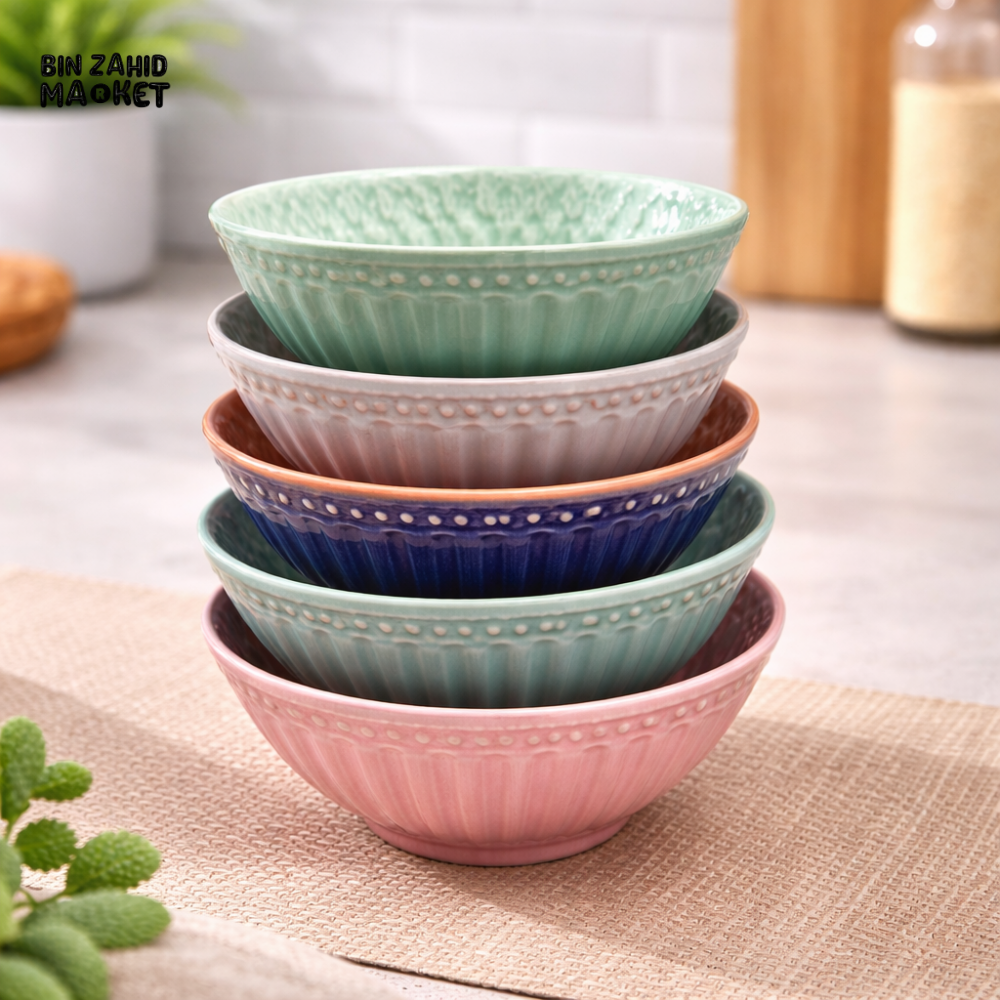 DANNY HOME 8 INCH CERAMIC BOWL TEXTURED SERVING SOUP SALAD RAMEN BOWL 80FGW