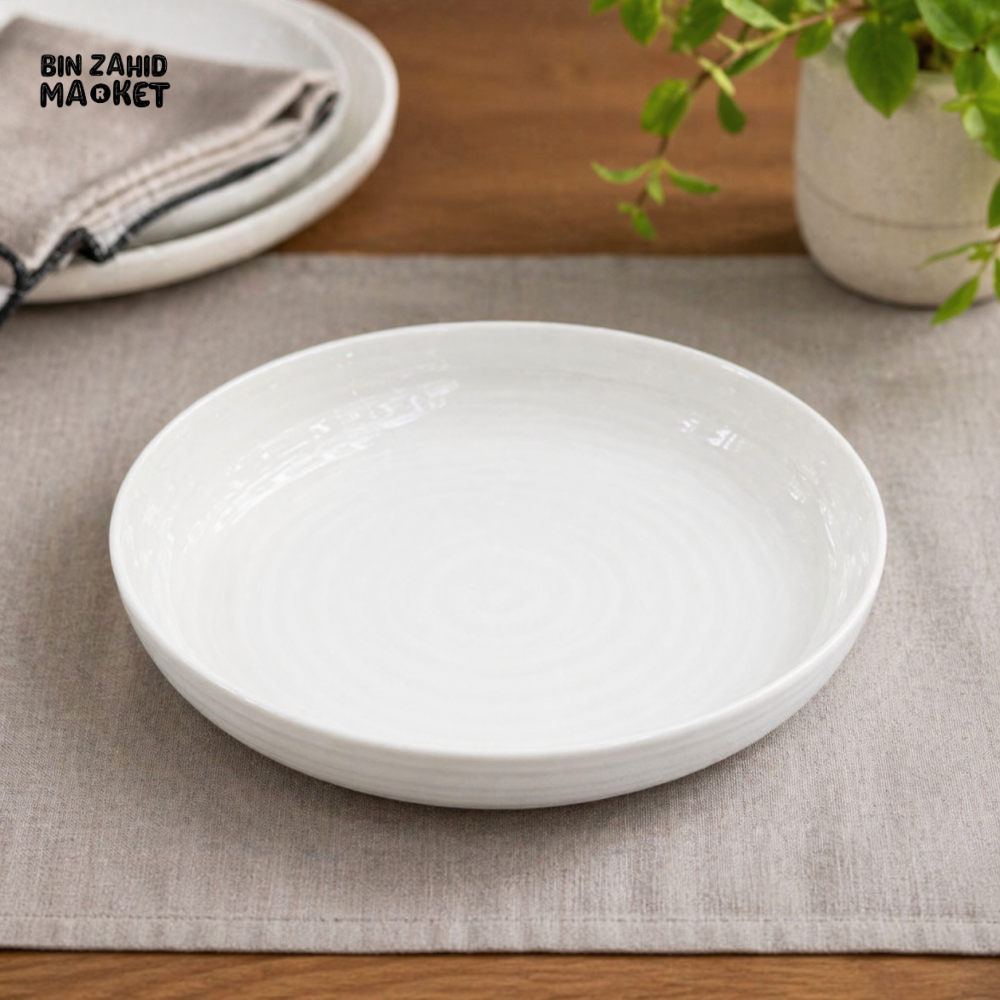 DANNY HOME 8’’ PORCELAIN DINNER PLATE WHITE ROUND MINIMALIST TABLEWARE BW26-125-3