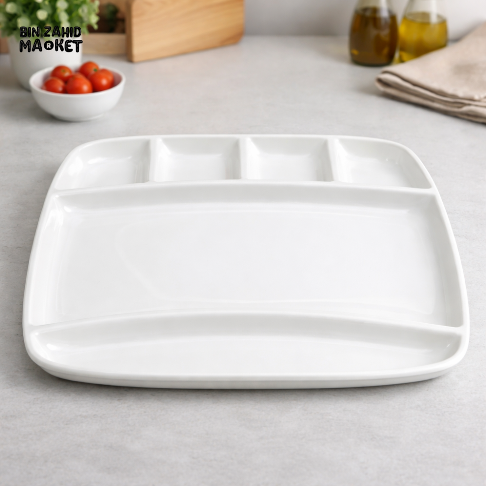 DANNY HOME 9 DIVIDED MELAMINE SERVING TRAY 2PCS SET MULTI COMPARTMENT FOOD PLATE SF14-30