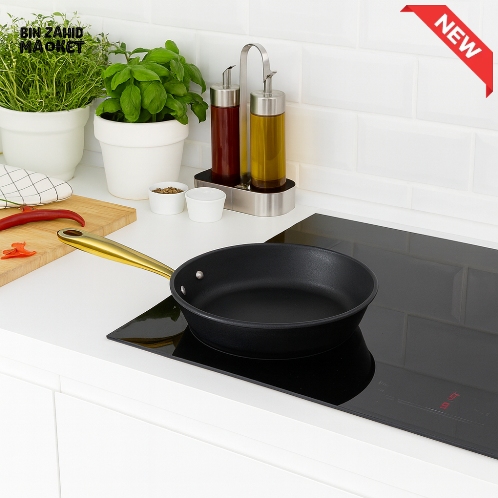 DANNY HOME ALUMINUM NON STICK FRYING PAN WITH GOLD HANDLE – PREMIUM KITCHEN COOKWARE 20CM FP002