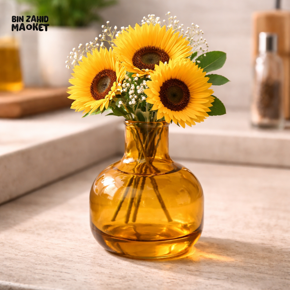 DANNY HOME AMBER GLASS FLOWER VASE -CB-115