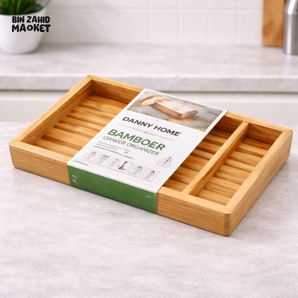 DANNY HOME BAMBOO SOAP HOLDER 12.5X8CM NATURAL WOOD SELF-DRAINING SOAP DISH BATHROOM ACCESSORY 2501-83