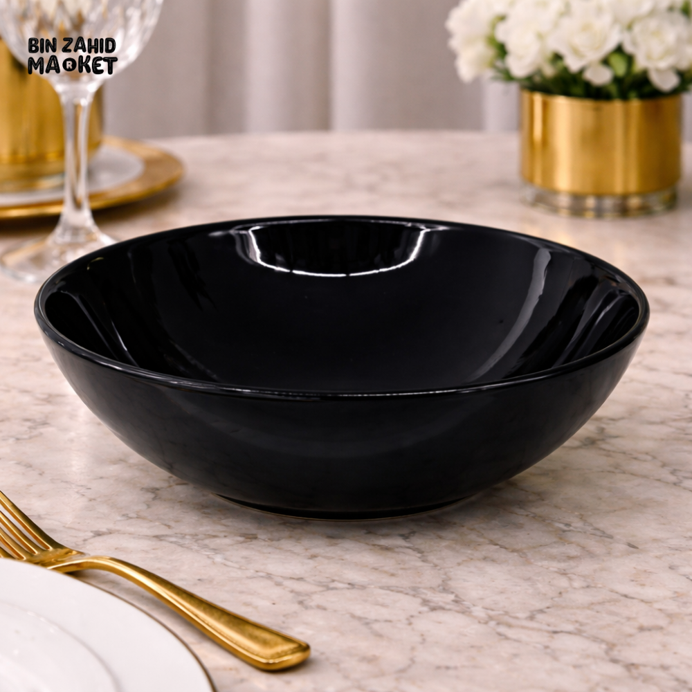 DANNY HOME BLACK OPAL GLASS SALAD BOWL 7.5CM– MODERN LUXURY DINING SERVING BOWL FOR SALAD PASTA & FRUIT - BLFW75