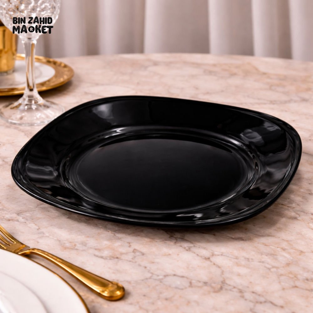 DANNY HOME BLACK OPAL GLASS SERVING PLATE 11 CM– ELEGANT MODERN SERVING DISH FOR LUXURY DINING TABLE PRESENTATION