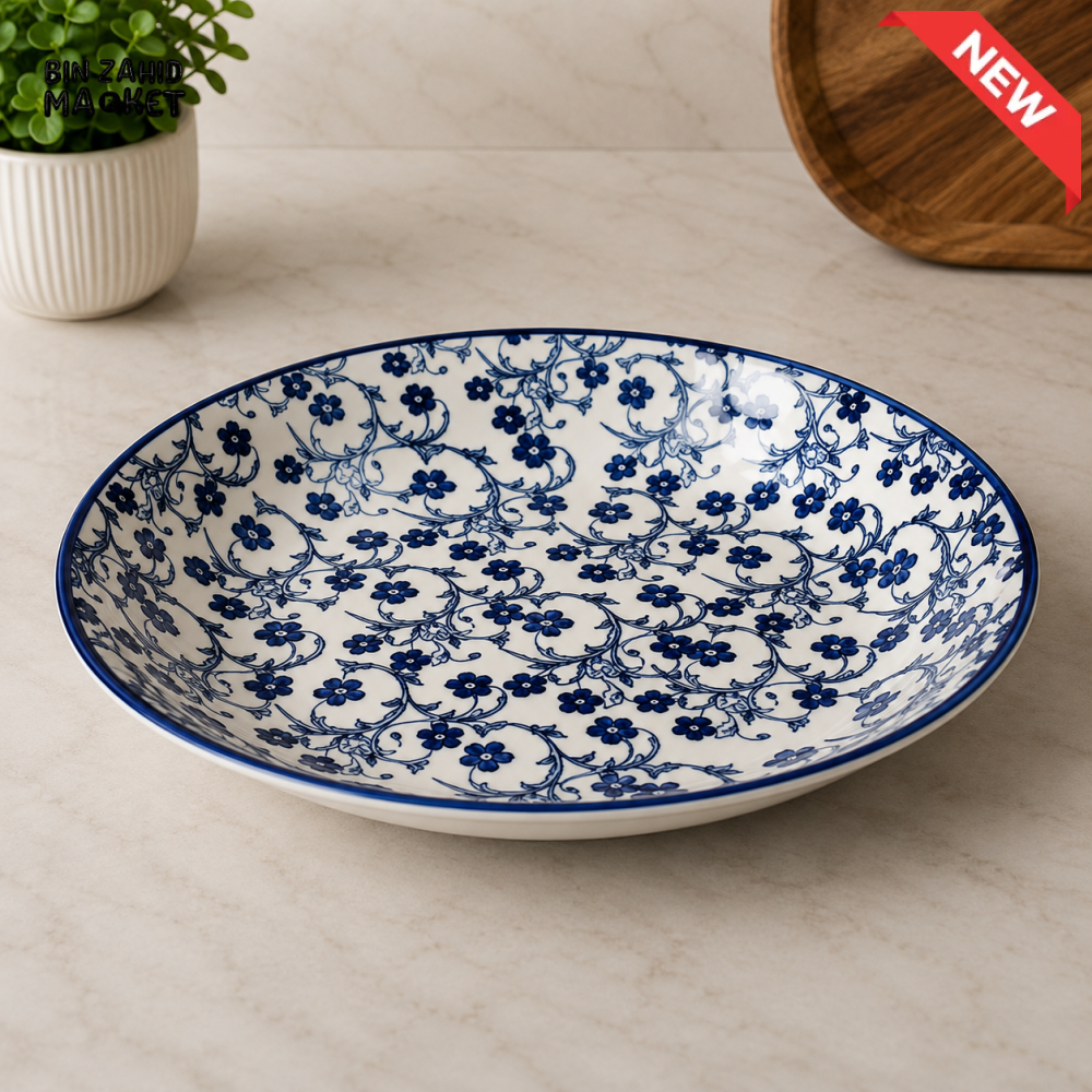 DANNY HOME BLUE FLORAL DESIGN CERAMIC DEEP PLATE