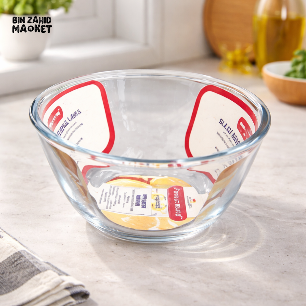 DANNY HOME BOROSILICATE GLASS SALAD MIXING SERVING BOWL 2700ML CLEAR HEAT RESISTANT KITCHENWARE 1966-46