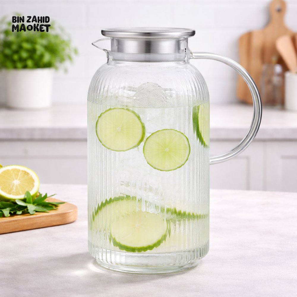 DANNY HOME BOROSILICATE GLASS TEAPOT WITH STAINLESS STEEL LID 1900ML HEAT RESISTANT WATER JUG TEA MAKER XF02-03
