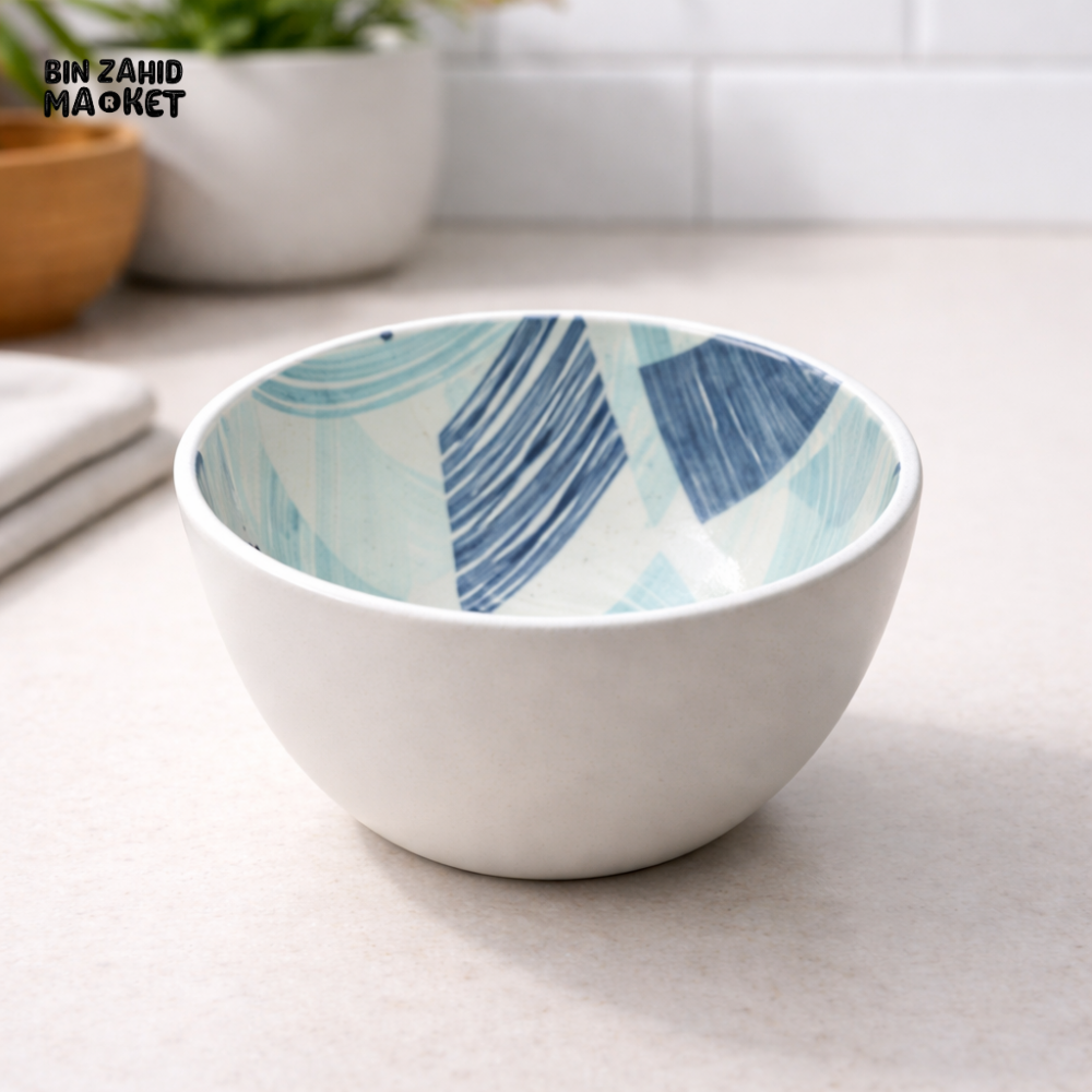 DANNY HOME CERAMIC BLUE PATTERN SERVING BOWL 4.75 INCH / 12CM MULTIPURPOSE KITCHEN TABLEWARE SF07-5