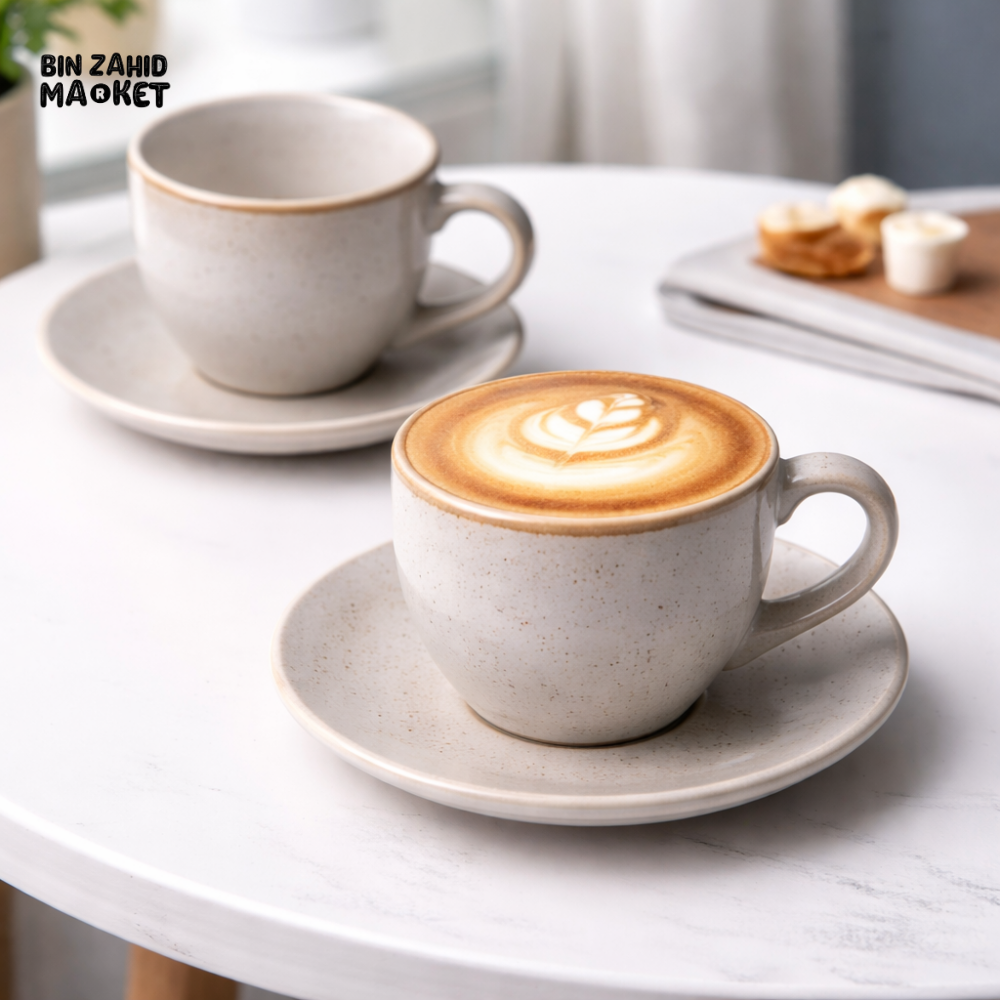 DANNY HOME CERAMIC COFFEE CUP & SAUCER SET 6-PIECES 120ML -STB22-1